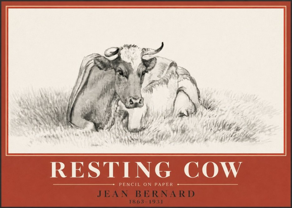 Jean Bernard Resting Cow IV No4 - Poster