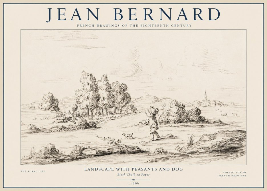 Jean Bernard Landscape with Figures and Distant Village No4 - Poster