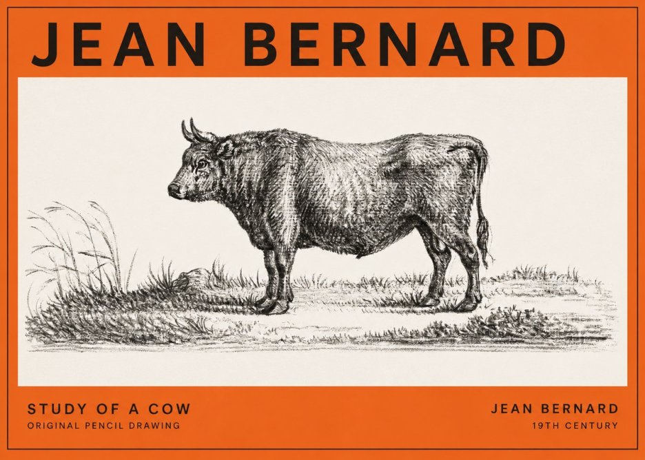 Jean Bernard Study of a Cow XIII No2 - Poster