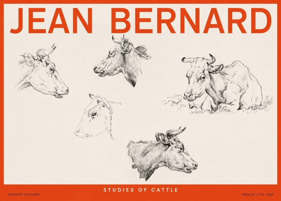 Jean Bernard Studies of Cows I No6 - Poster