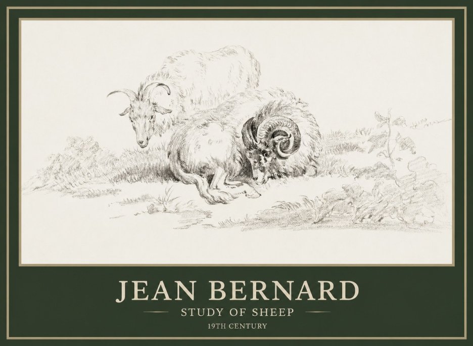 Jean Bernard Study of Sheep No1 - Poster