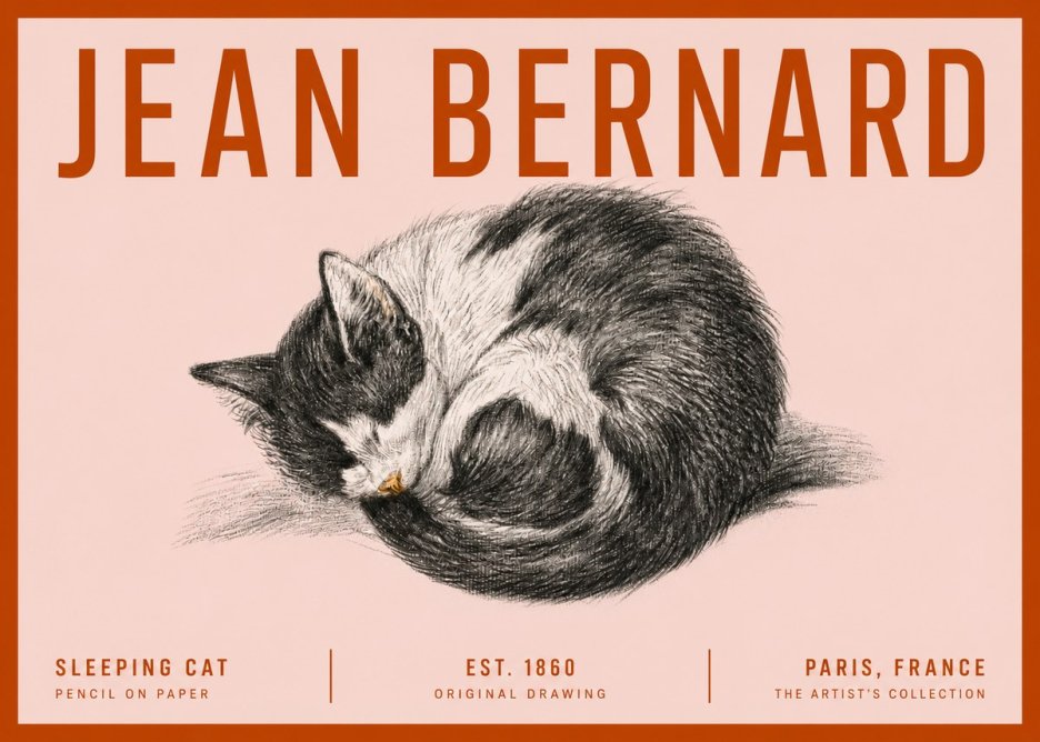 Jean Bernard Sleeping Cat VIII No5 - Poster