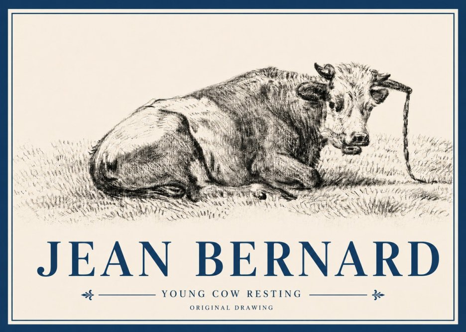 Jean Bernard Young Cow Resting No4 - Poster