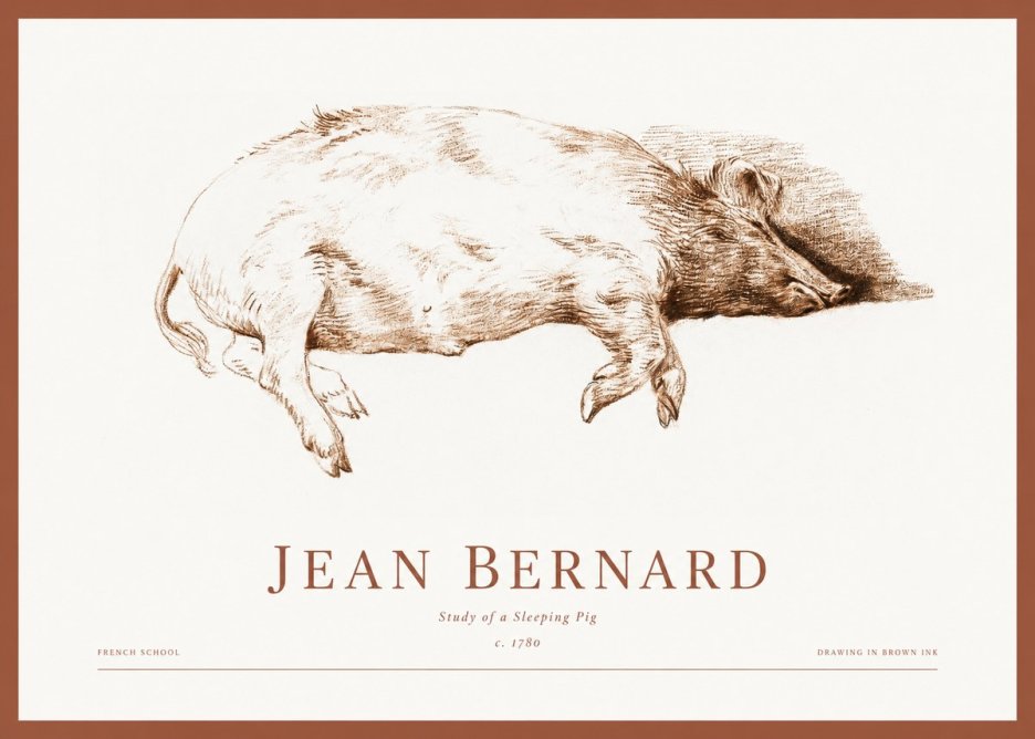 Jean Bernard Study of a Sleeping Pig No1 - Poster