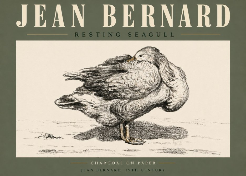 Jean Bernard Resting Seagull No5 - Poster