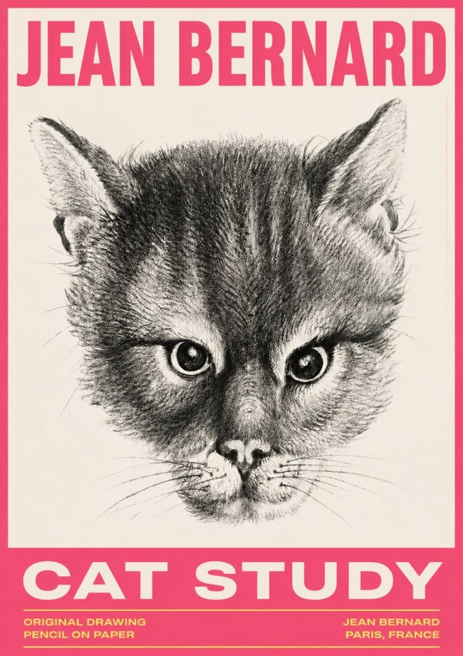 Jean Bernard Cat Study. Original Drawing No3 - Poster