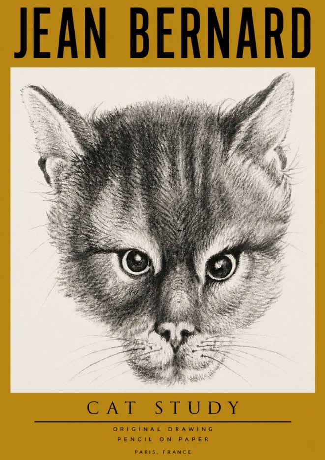 Jean Bernard Cat Study. Original Drawing No4 - Poster