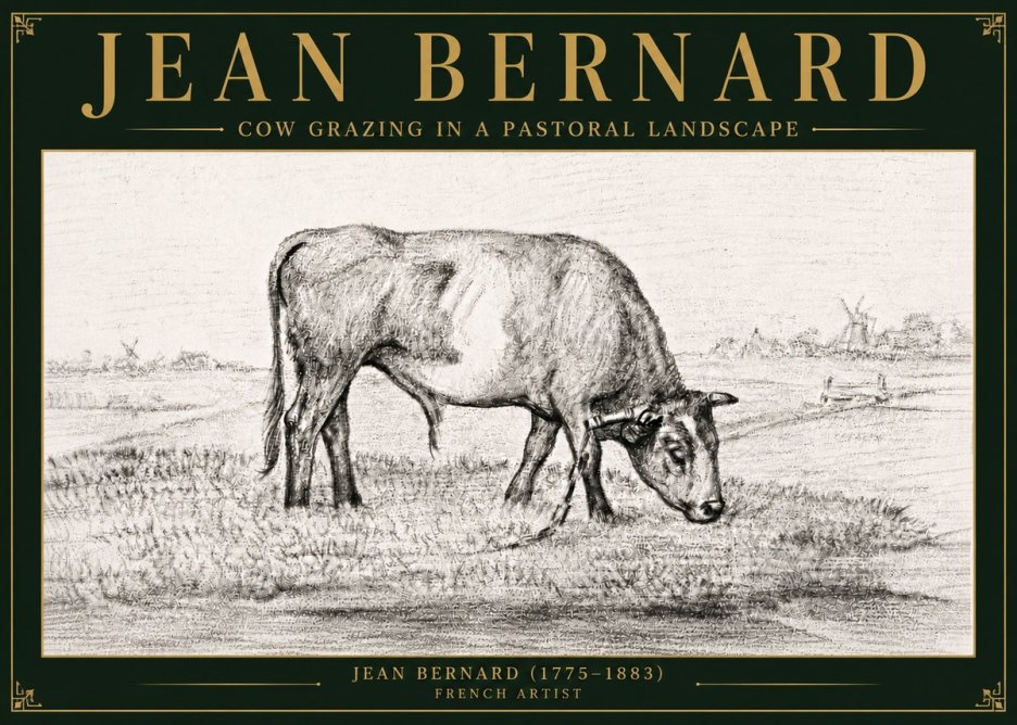 Jean Bernard Cow Grazing in a Pastoral Landscape No6 - Poster