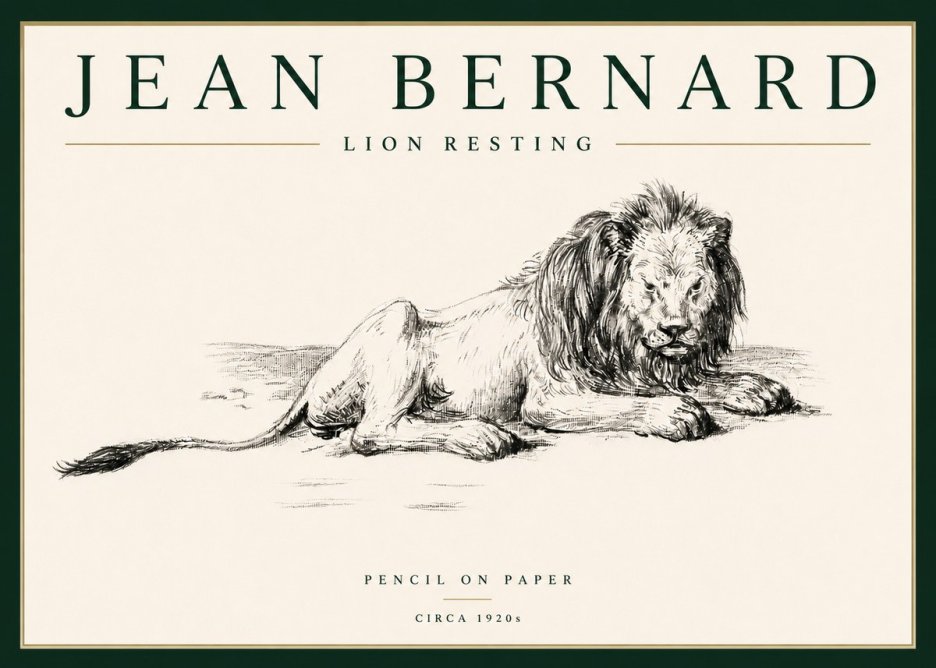 Jean Bernard Lion Resting No4 - Poster
