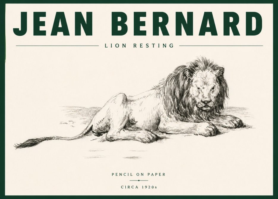 Jean Bernard Lion Resting No6 - Poster