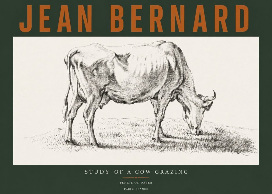 Jean Bernard Study of a Cow Grazing II No3 - Poster