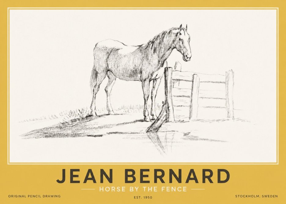 Jean Bernard Horse by the Fence No2 - Poster