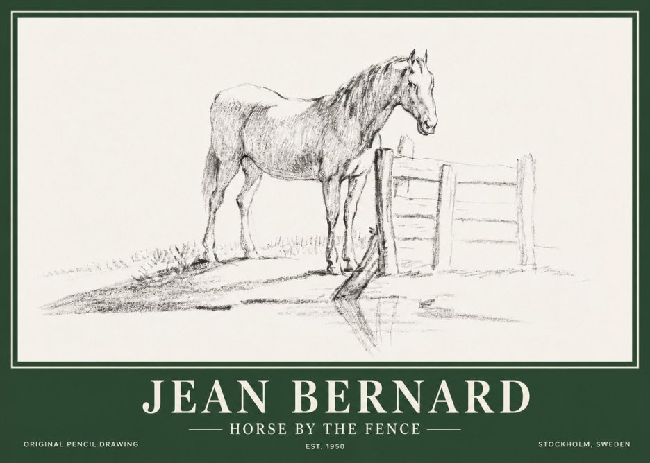 Jean Bernard Horse by the Fence No3 - Poster