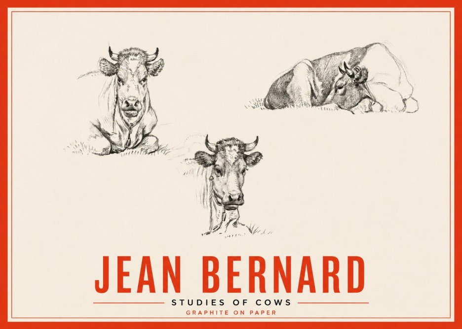 Jean Bernard Studies of Cows II No5 - Poster