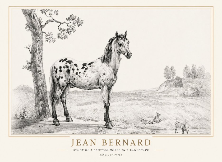 Jean Bernard Study of a Spotted Horse in a Landscape No1 - Poster