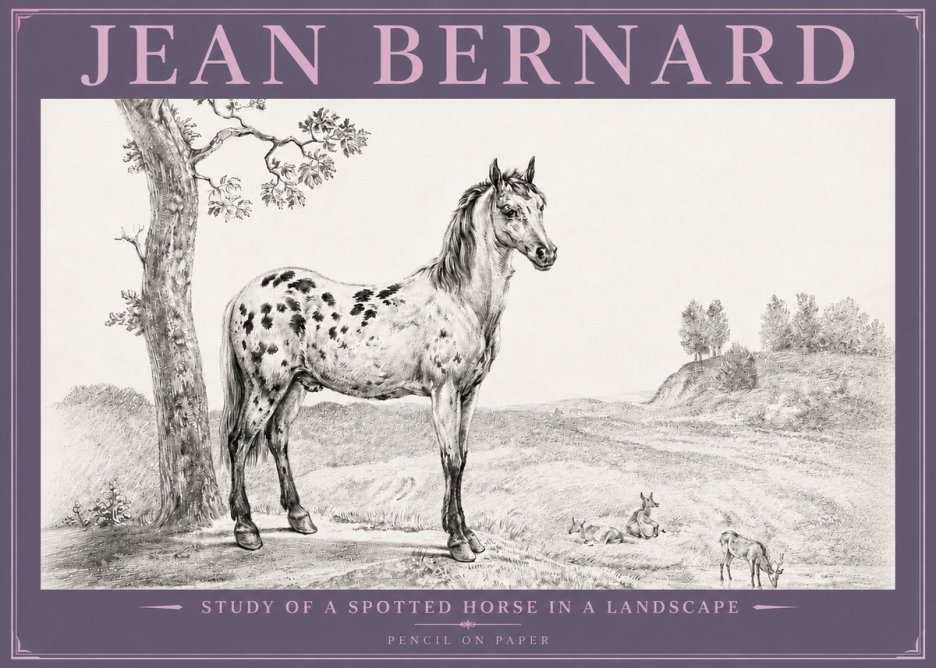 Jean Bernard Study of a Spotted Horse in a Landscape No4 - Poster