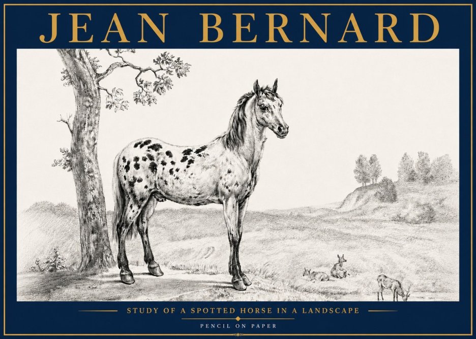 Jean Bernard Study of a Spotted Horse in a Landscape No5 - Poster