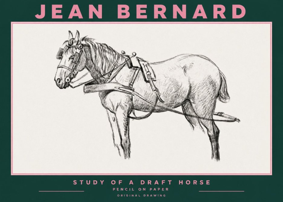 Jean Bernard Study of a Draft Horse I No3 - Poster
