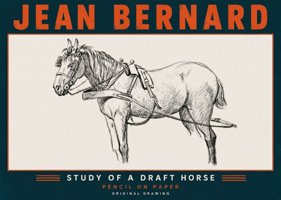 Jean Bernard Study of a Draft Horse I No6 - Poster