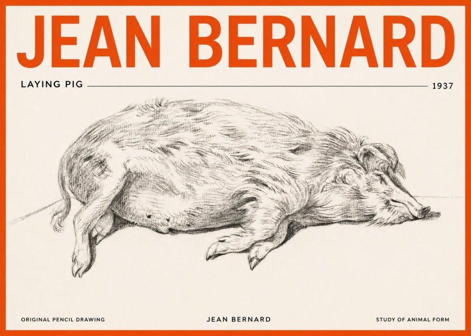 Jean Bernard Laying Pig No2 - Poster