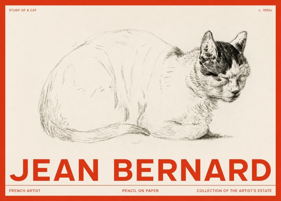 Jean Bernard Study of a Cat III No2 - Poster