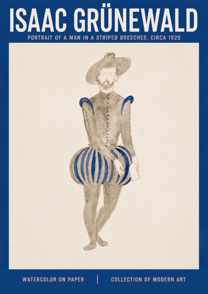 Isaac Grünewald Portrait of a Man in a Striped Breeches No3 - Poster