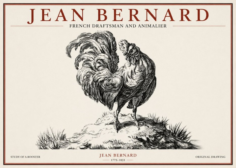 Jean Bernard Study of a Rooster No1 - Poster