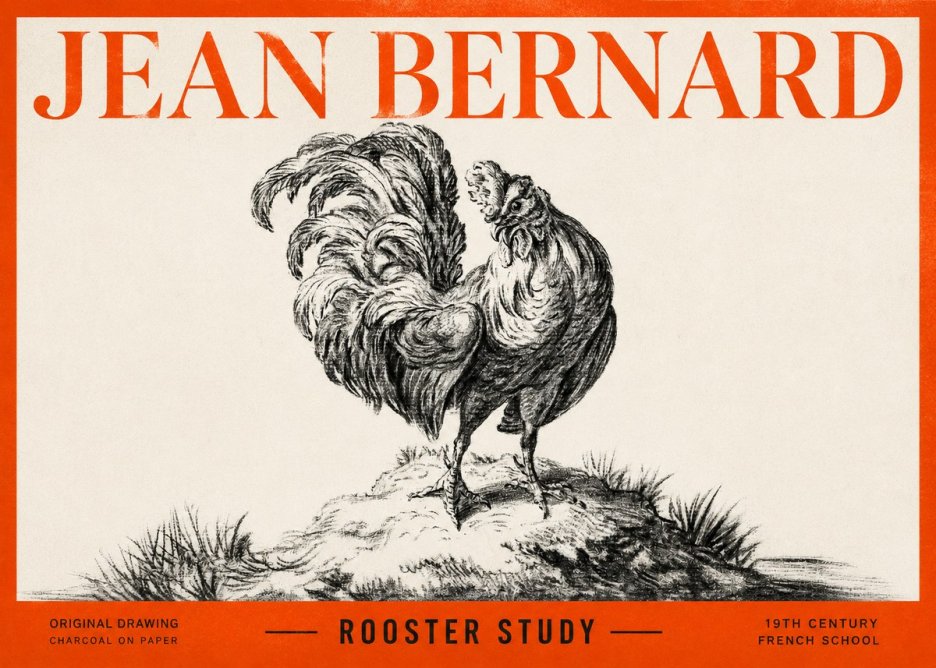 Jean Bernard Study of a Rooster No3 - Poster