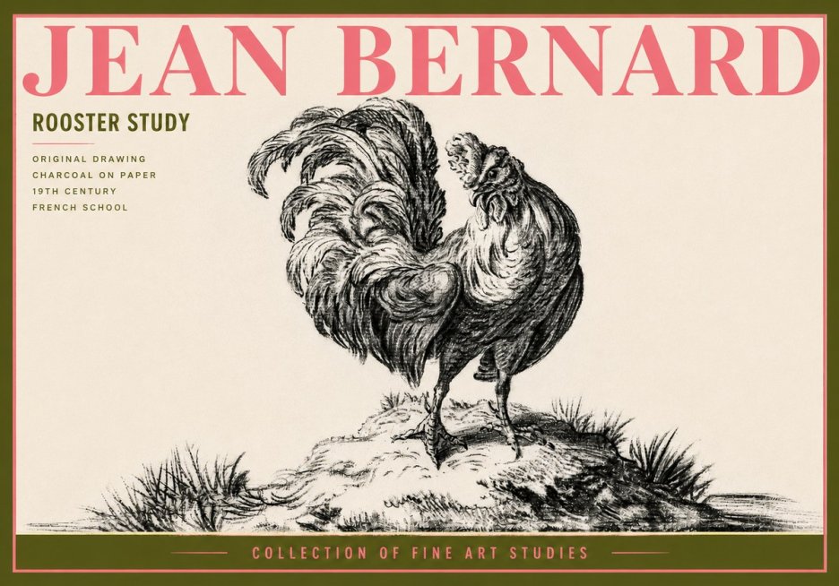 Jean Bernard Study of a Rooster No6 - Poster