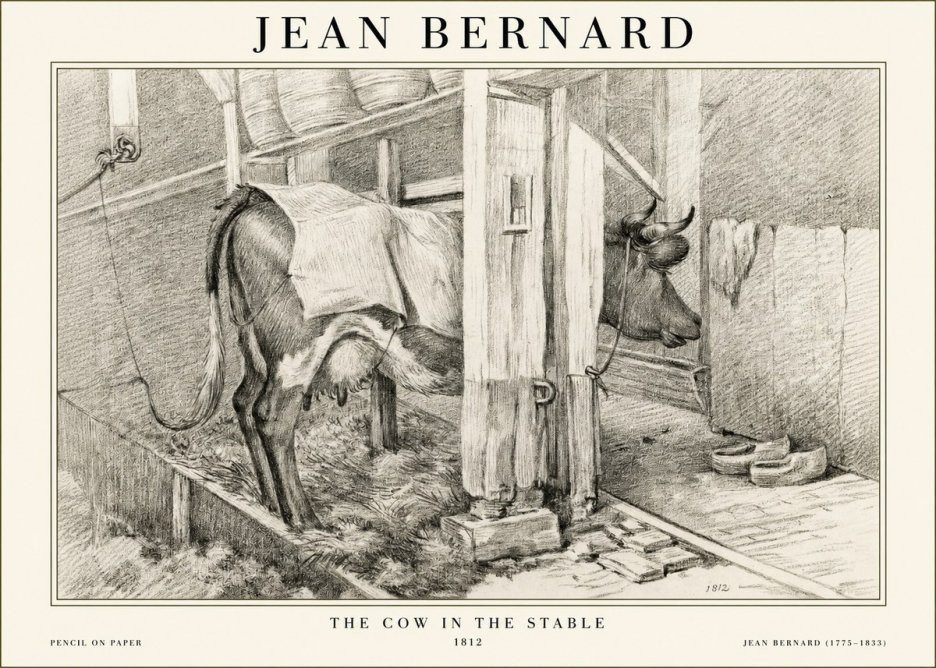 Jean Bernard The Cow in the Stable No1 - Poster