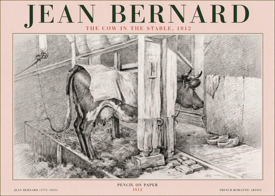 Jean Bernard The Cow in the Stable No3 - Poster