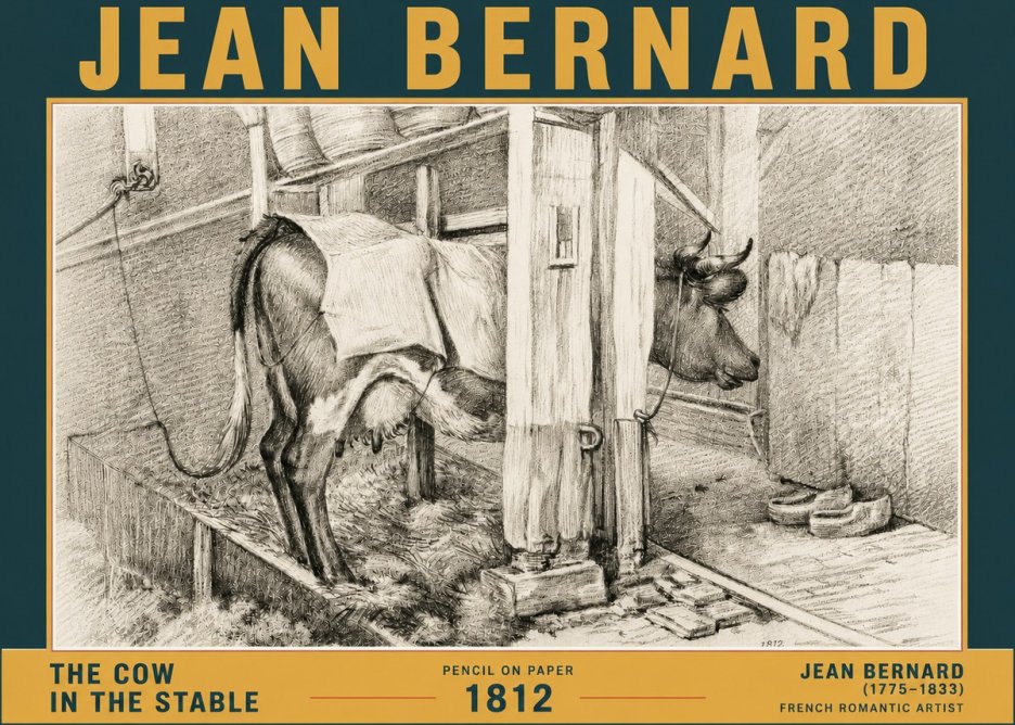 Jean Bernard The Cow in the Stable No6 - Poster