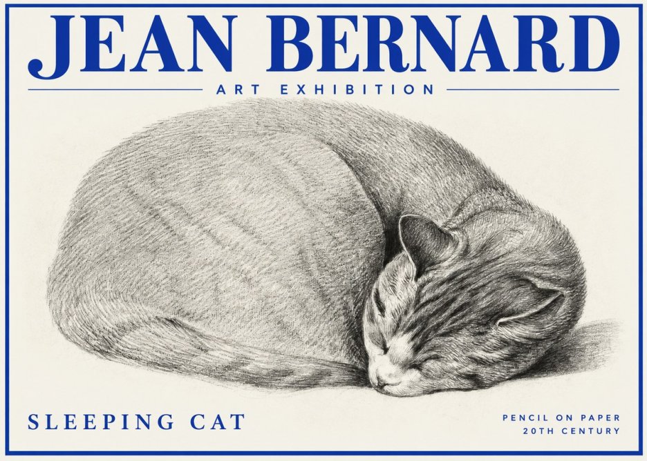 Jean Bernard Sleeping Cat IX No2 - Poster