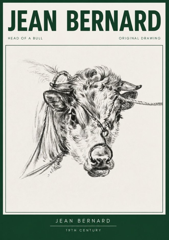 Jean Bernard Head of a Bull No3 - Poster