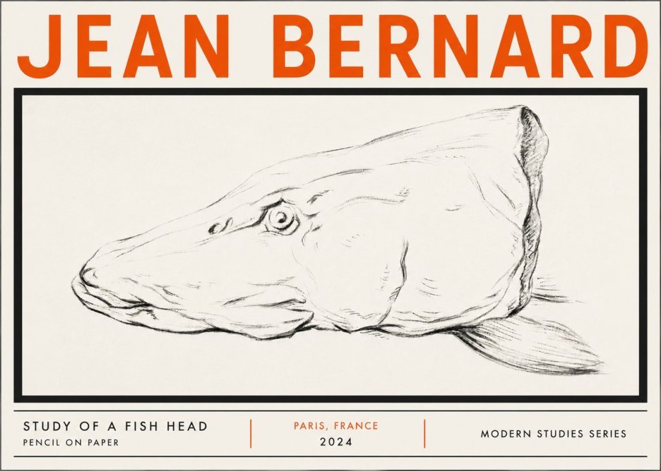 Jean Bernard Study of a Fish Head No5 - Poster