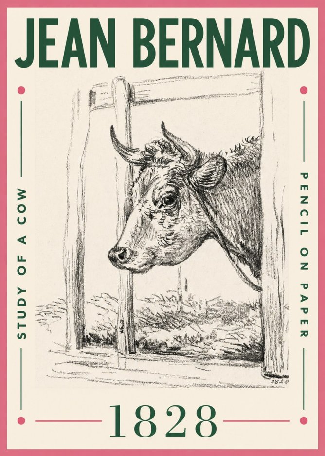 Jean Bernard Study of a Cow XVIII No4 - Poster