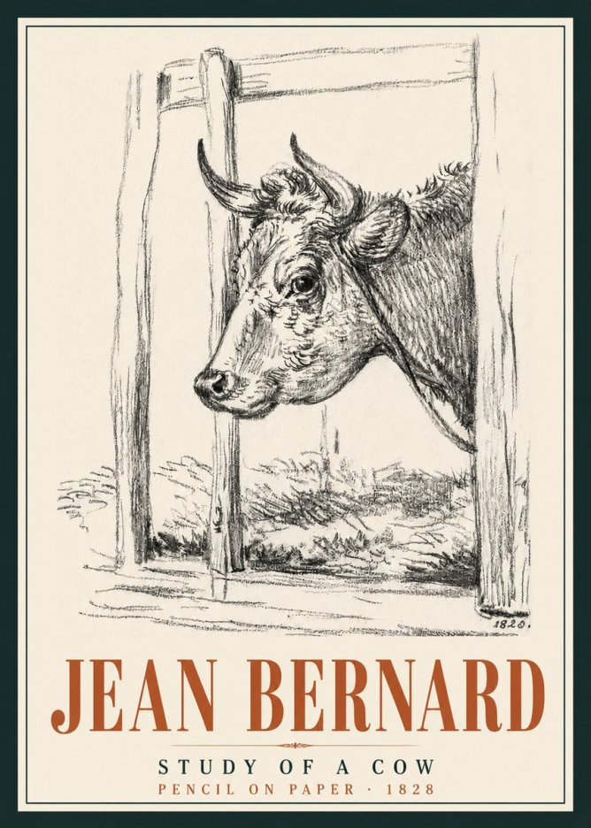 Jean Bernard Study of a Cow XVIII No5 - Poster