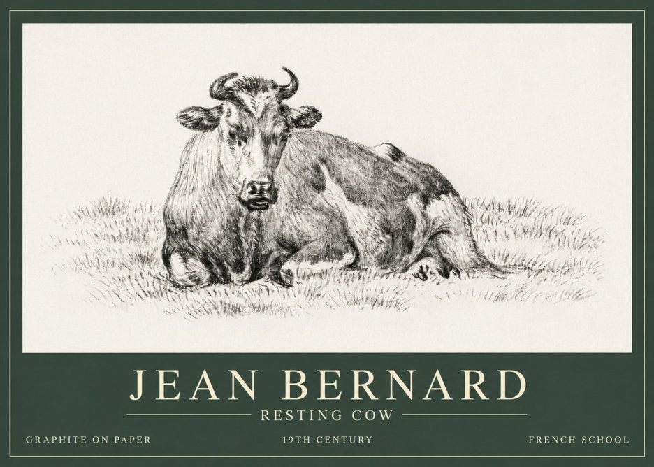 Jean Bernard Resting Cow V No3 - Poster