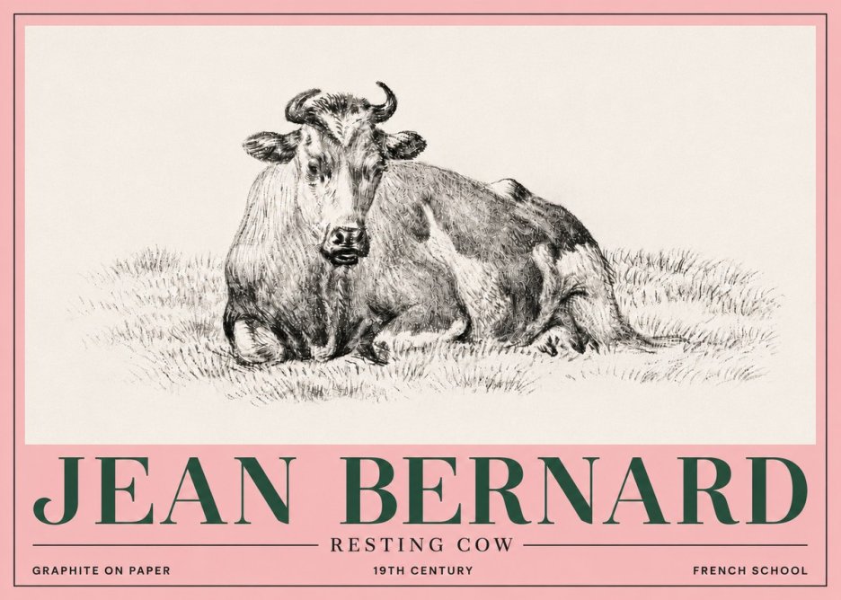 Jean Bernard Resting Cow V No5 - Poster