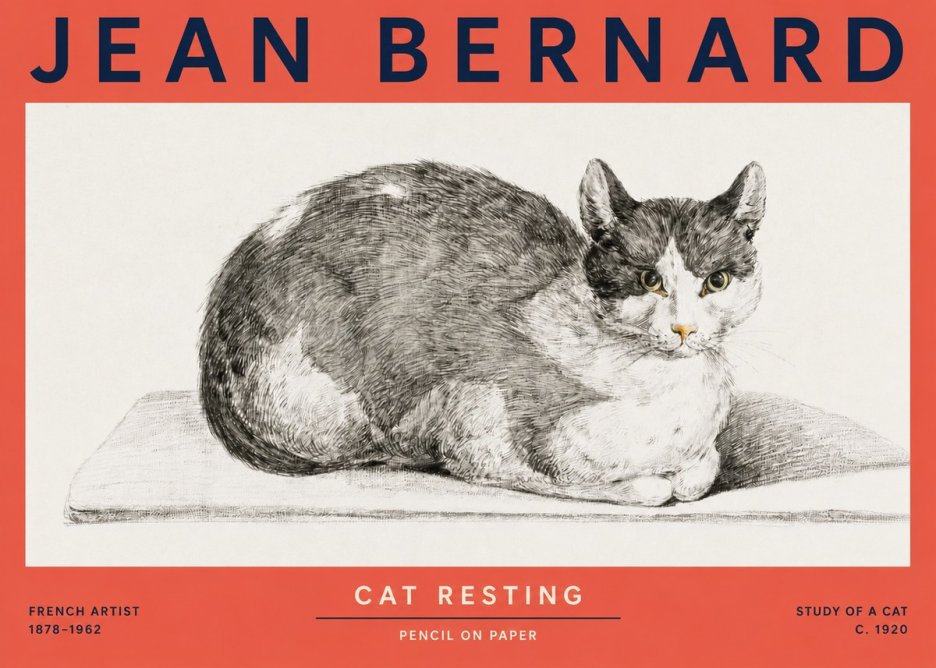 Jean Bernard Cat Study XI No5 - Poster