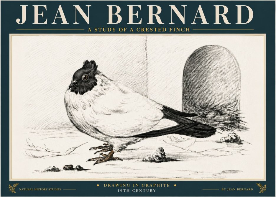 Jean Bernard A Study of a Crested Finch No6 - Poster