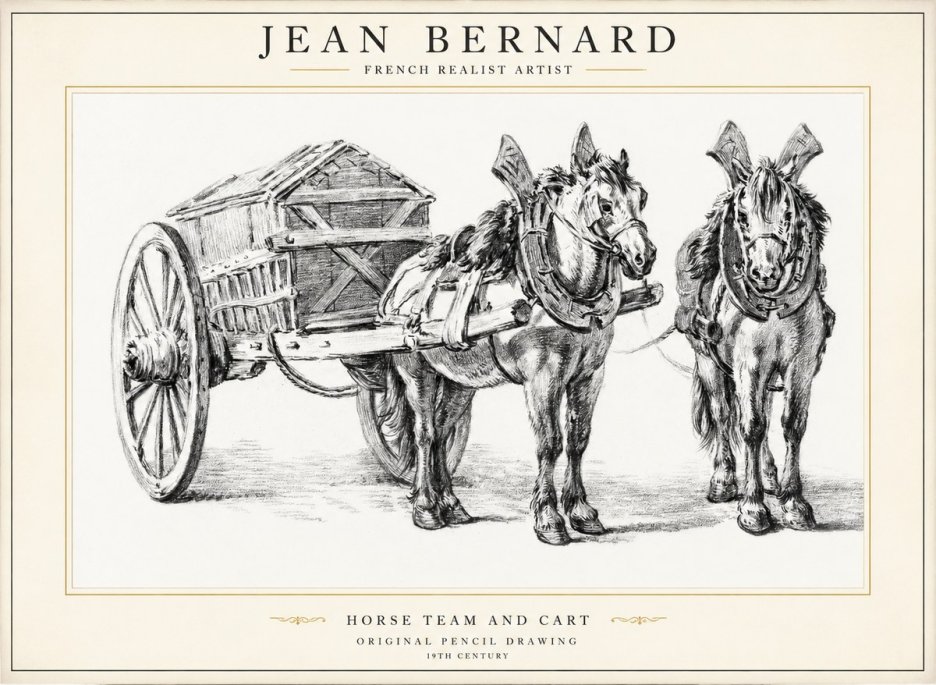 Jean Bernard Horse Team and Cart No1 - Poster