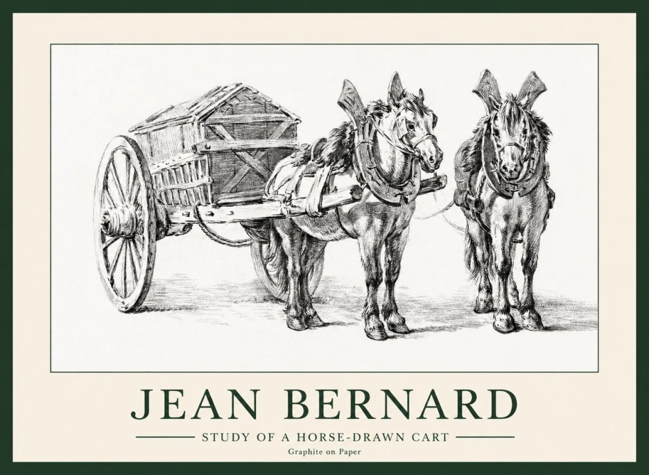 Jean Bernard Horse Team and Cart No2 - Poster