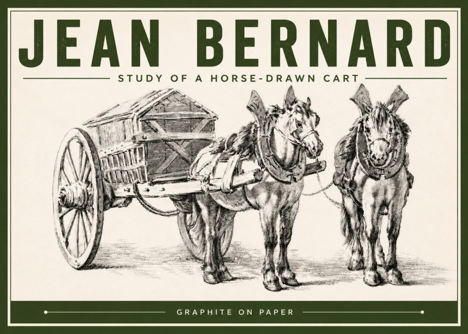 Jean Bernard Horse Team and Cart No6 - Poster