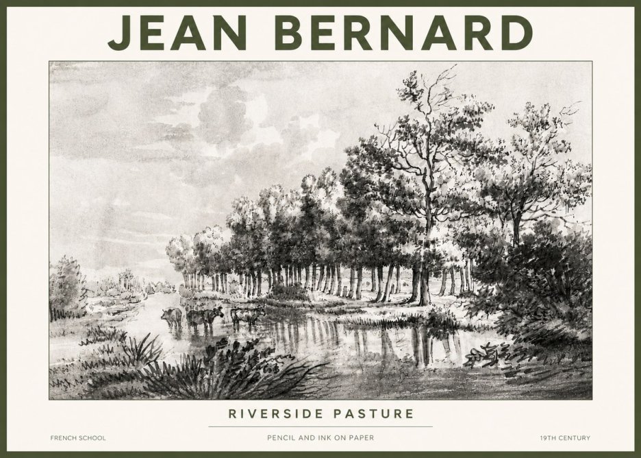 Jean Bernard Riverside Pasture No4 - Poster