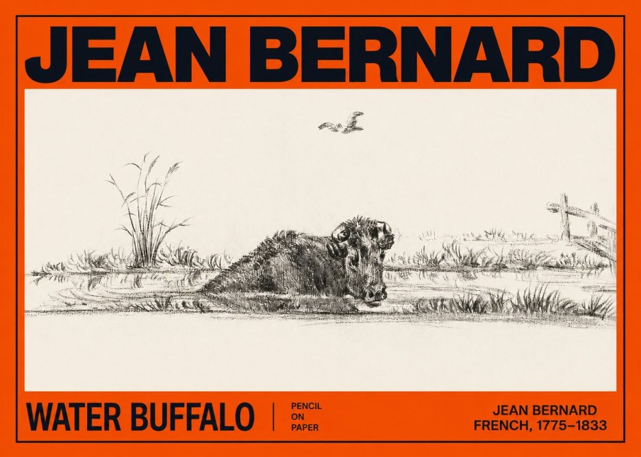 Jean Bernard Study of a Water Buffalo No3 - Poster