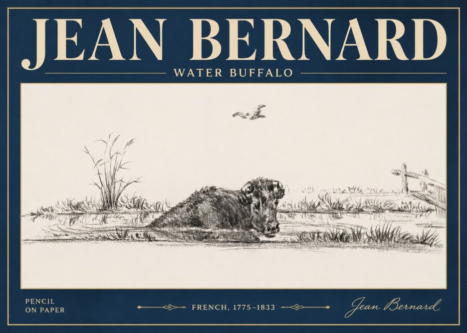 Jean Bernard Study of a Water Buffalo No5 - Poster