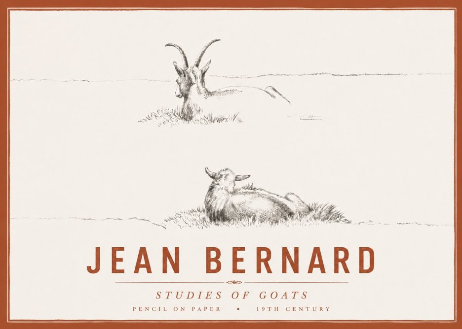 Jean Bernard Two Goats Resting No6 - Poster