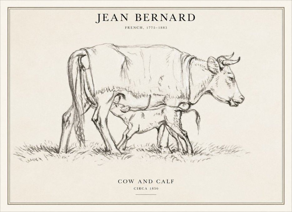 Jean Bernard Cow and Calf II No6 - Poster