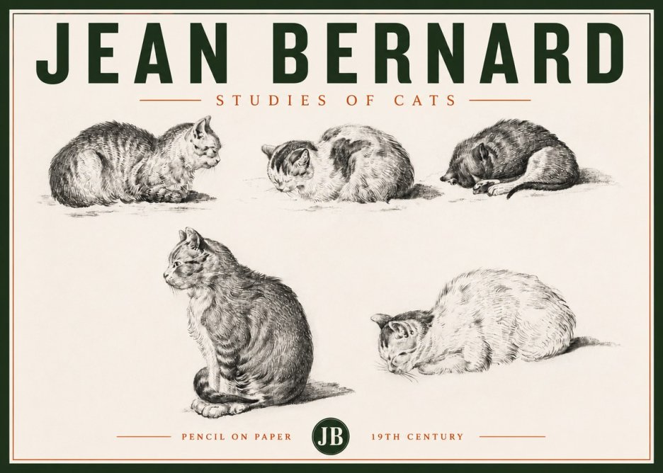 Jean Bernard Studies of Cats No4 - Poster